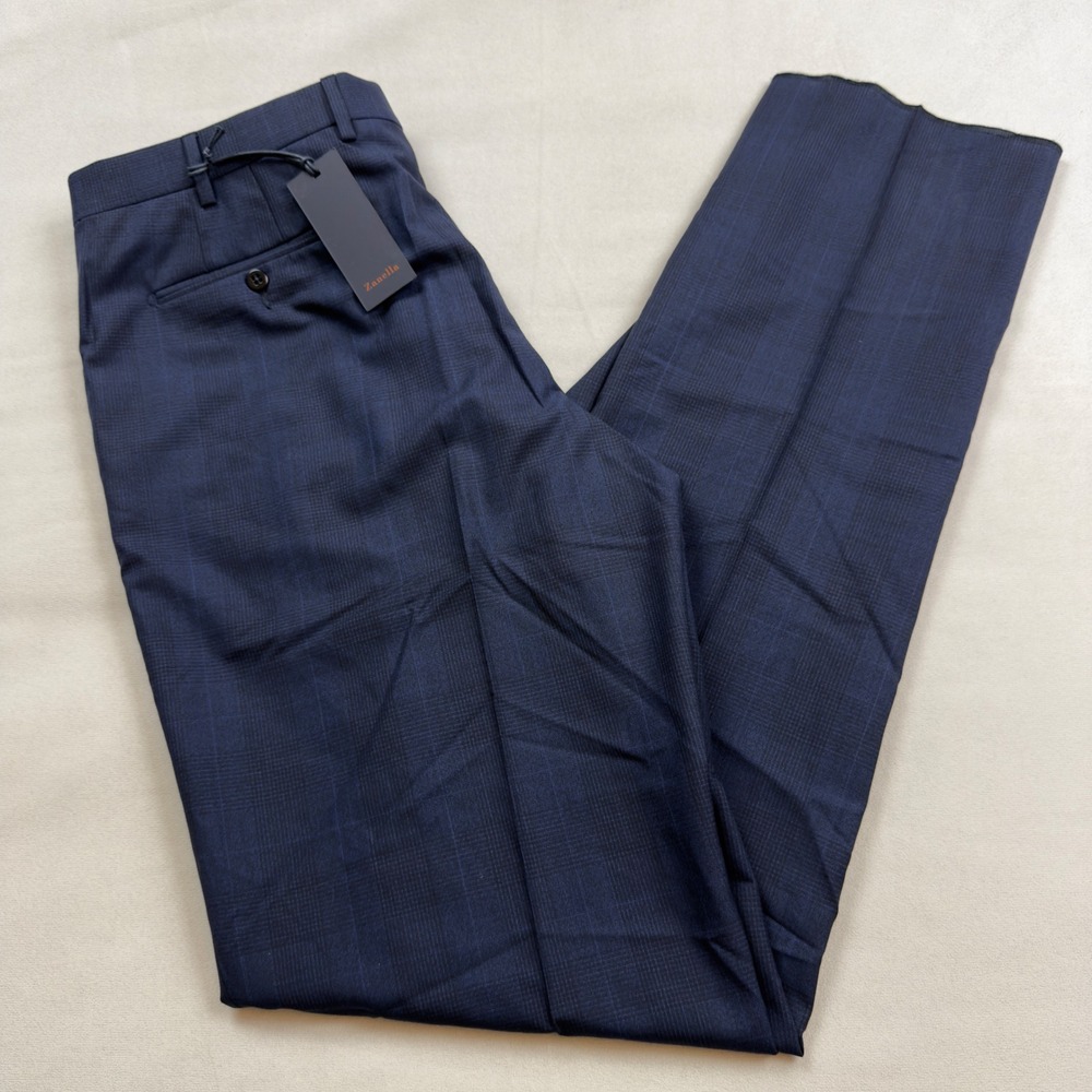 Zanella‎ Todd Navy Glen Plaid Wool Dress Pants Mens 36 Made in Italy NWT 111184